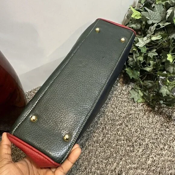 La Tour Eiffel 1887 Leather Color block Satchel Handbag red blue green brown - Picture 7 of 13